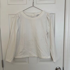 J. Crew Factory Puff Sleeve Button Back Ivory Top